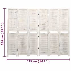 vidaXL 4-Panel Room Divider Cream Wood Fabric Home Folding Screen Multi Sizes - 215 x 166 cm