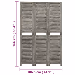 vidaXL Solid Wood 6-Panel Room Divider Home Indoor Furniture Grey Multi Sizes - 106.5 x 166 cm