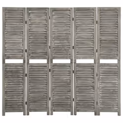 vidaXL Solid Wood 6-Panel Room Divider Home Indoor Furniture Grey Multi Sizes - 179 x 166 cm