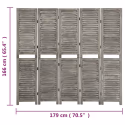 vidaXL Solid Wood 6-Panel Room Divider Home Indoor Furniture Grey Multi Sizes - 179 x 166 cm - Additional view 6