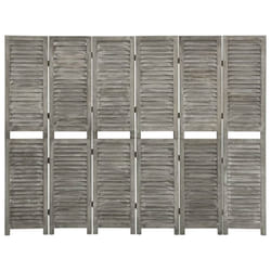 vidaXL Solid Wood 6-Panel Room Divider Home Indoor Furniture Grey Multi Sizes - 214 x 166 cm