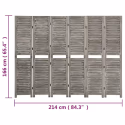 vidaXL Solid Wood 6-Panel Room Divider Home Indoor Furniture Grey Multi Sizes - 214 x 166 cm - Additional view 6