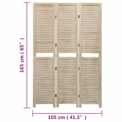 vidaXL Solid Wood Paulownia 6-Panel Room Divider Room Partition Multi Sizes - 105 x 165 cm