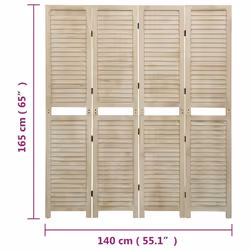 vidaXL Solid Wood Paulownia 6-Panel Room Divider Room Partition Multi Sizes - 140 x 165 cm