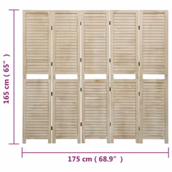 vidaXL Solid Wood Paulownia 6-Panel Room Divider Room Partition Multi Sizes - 175 x 165 cm - Additional view 6