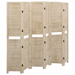 vidaXL Solid Wood Paulownia 6-Panel Room Divider Room Partition Multi Sizes - 210 x 165 cm