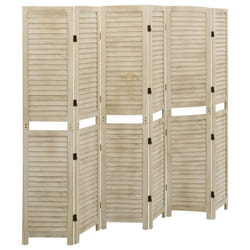 vidaXL Solid Wood Paulownia 6-Panel Room Divider Room Partition Multi Sizes - 210 x 165 cm