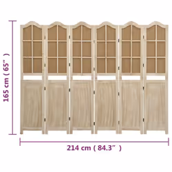 ) vidaXL 6-Panel Room Divider Brown Fabric Privacy Screen 140x165 cm/214x165 cm - 214 x 165 cm (W x H - Additional view 3