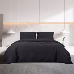 vidaXL 1/2x Duvet Cover Set Cotton Duvet Slipcover Sheet Multi Colours/Sizes - Black, 240 x 220 cm + 60 x 70 cm - Additional view 2