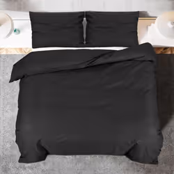 vidaXL 1/2x Duvet Cover Set Cotton Duvet Slipcover Sheet Multi Colours/Sizes - Black, 200 x 220 cm + 80 x 80 cm - Additional view 3