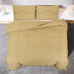 vidaXL 1/2x Duvet Cover Set Cotton Duvet Slipcover Sheet Multi Colours/Sizes - Taupe, 135 x 200 cm + 80 x 80 cm - Additional view 3