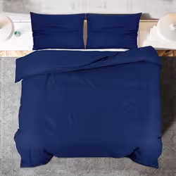vidaXL 1/2x Duvet Cover Set Cotton Duvet Slipcover Sheet Multi Colours/Sizes - Navy blue, 260 x 240 cm + 65 x 65 cm - Additional view 3