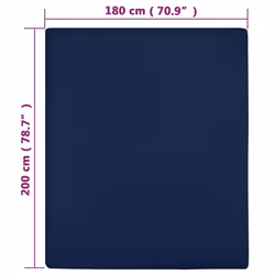 vidaXL 1/2x Jersey Fitted Sheet Cotton Bedding Blanket Multi Colours/Sizes - Navy blue, 180 x 200 cm/2 - Additional view 3