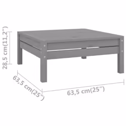 vidaXL Solid Pinewood Garden Footstool Grey Wooden Patio Footrest Ottoman - Additional view 4