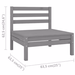 vidaXL 2x Solid Pinewood Garden Middle Sofas Grey Outdoor Sectional Middle Sofa - Additional view 6