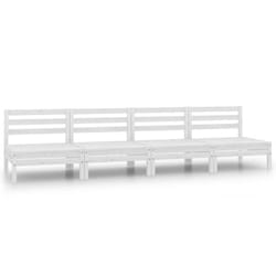 vidaXL 4x Solid Pinewood Garden Middle Sofas White Sectional Middle Sofa Seat