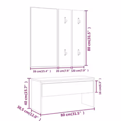 vidaXL Hallway Furniture Set Sonoma Oak Engineered Wood Bench and Coat Rack