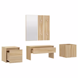 vidaXL Hallway Furniture Set Sonoma Oak Engineered Wood Bench and Coat Rack - Additional view 4