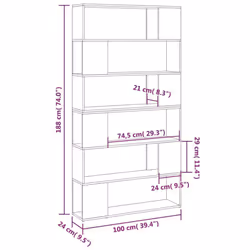 vidaXL Book Cabinet Room Divider Concrete Grey Room Partition Privacy Screen - Additional view 7