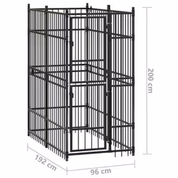 vidaXL Outdoor Dog Kennel Steel 1.84 m? Puppy Enclosure Dog Supply Cage House - Additional view 6