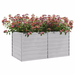 vidaXL Garden Raised Bed 160 cm Galvanized Steel Silver Planter Flower Box - Additional view 2