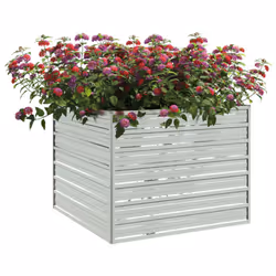 vidaXL Garden Raised Bed 100x100x77 cm Galvanized Steel Silver Flower Box Pot