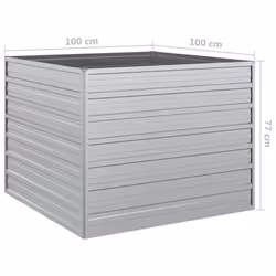 vidaXL Garden Raised Bed 100x100x77 cm Galvanized Steel Silver Flower Box Pot - Additional view 5