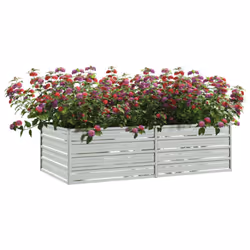 vidaXL Garden Raised Bed 160x80x45 cm Galvanized Steel Silver Flower Box Pot
