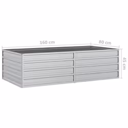 vidaXL Garden Raised Bed 160x80x45 cm Galvanized Steel Silver Flower Box Pot