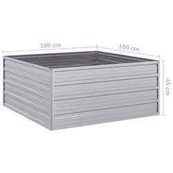 vidaXL Garden Raised Bed 100x100x45 cm Galvanized Steel Silver Flower Box Pot