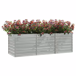 vidaXL Garden Raised Bed 240 cm Galvanized Steel Silver Planter Flower Box - Additional view 2