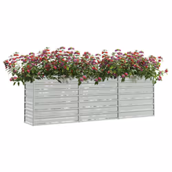 vidaXL Garden Raised Bed 240x40x77 cm Galvanized Steel Silver Flower Box Pot