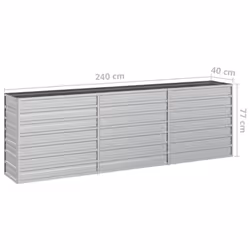 vidaXL Garden Raised Bed 240x40x77 cm Galvanized Steel Silver Flower Box Pot - Additional view 6