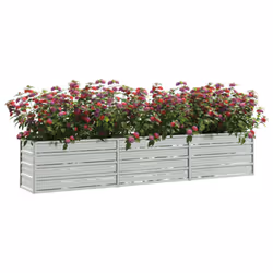 vidaXL Garden Raised Bed 240x40x45 cm Galvanized Steel Silver Flower Box Pot