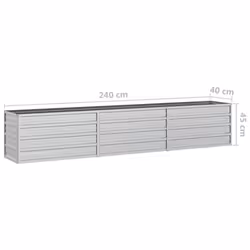 vidaXL Garden Raised Bed 240x40x45 cm Galvanized Steel Silver Flower Box Pot