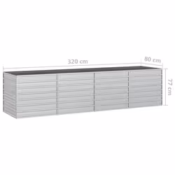 vidaXL Garden Raised Bed 320x80x77 cm Galvanized Steel Silver Flower Box Pot