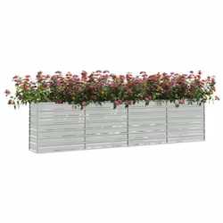 vidaXL Garden Raised Bed 320x40x77 cm Galvanized Steel Silver Flower Box Pot