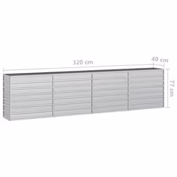 vidaXL Garden Raised Bed 320x40x77 cm Galvanized Steel Silver Flower Box Pot - Additional view 6