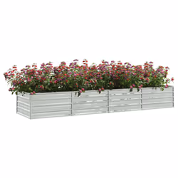 vidaXL Garden Raised Bed 320x80x45 cm Galvanized Steel Silver Flower Box Pot