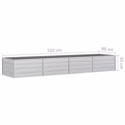 vidaXL Garden Raised Bed 320x80x45 cm Galvanized Steel Silver Flower Box Pot