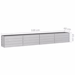 vidaXL Garden Raised Bed 320x40x45 cm Galvanized Steel Silver Flower Box Pot