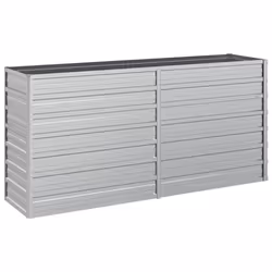 vidaXL Garden Raised Bed 160x40x77 cm Galvanized Steel Silver Flower Box Pot
