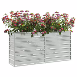 vidaXL Garden Raised Bed 160x40x77 cm Galvanized Steel Silver Flower Box Pot