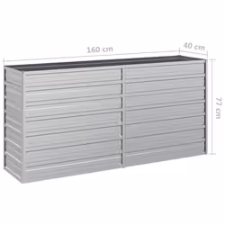 vidaXL Garden Raised Bed 160x40x77 cm Galvanized Steel Silver Flower Box Pot