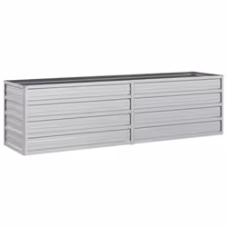 vidaXL Garden Raised Bed 160x40x45 cm Galvanized Steel Silver Flower Box Pot