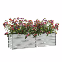 vidaXL Garden Raised Bed 160x40x45 cm Galvanized Steel Silver Flower Box Pot