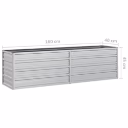 vidaXL Garden Raised Bed 160x40x45 cm Galvanized Steel Silver Flower Box Pot - Additional view 6