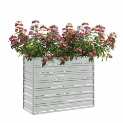 vidaXL Garden Raised Bed 100x40x77 cm Galvanized Steel Silver Flower Box Pot