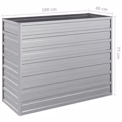 vidaXL Garden Raised Bed 100x40x77 cm Galvanized Steel Silver Flower Box Pot - Additional view 6