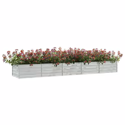 vidaXL Garden Raised Bed 400x80x45 cm Galvanized Steel Silver Flower Box Pot